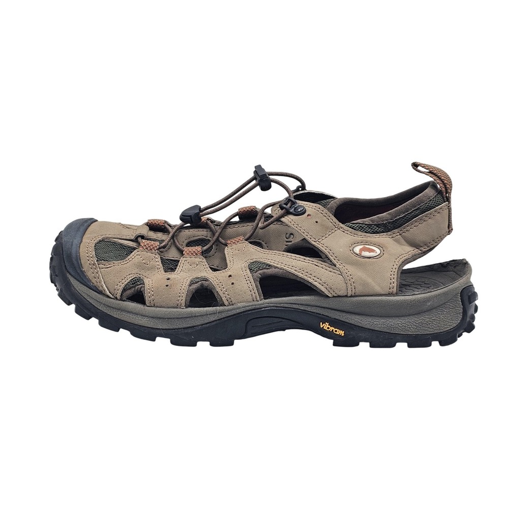 Simms Sandals Mens Size 9 Brown Nubuck Bungee Vibram Hiking Water Outdoor Shoes